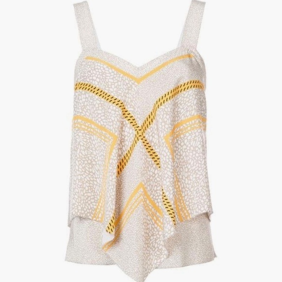 DEREK LAM 10 Crosby Silk Printed Layered Tank Top Abstract Geometric Size 4 - Picture 10 of 14